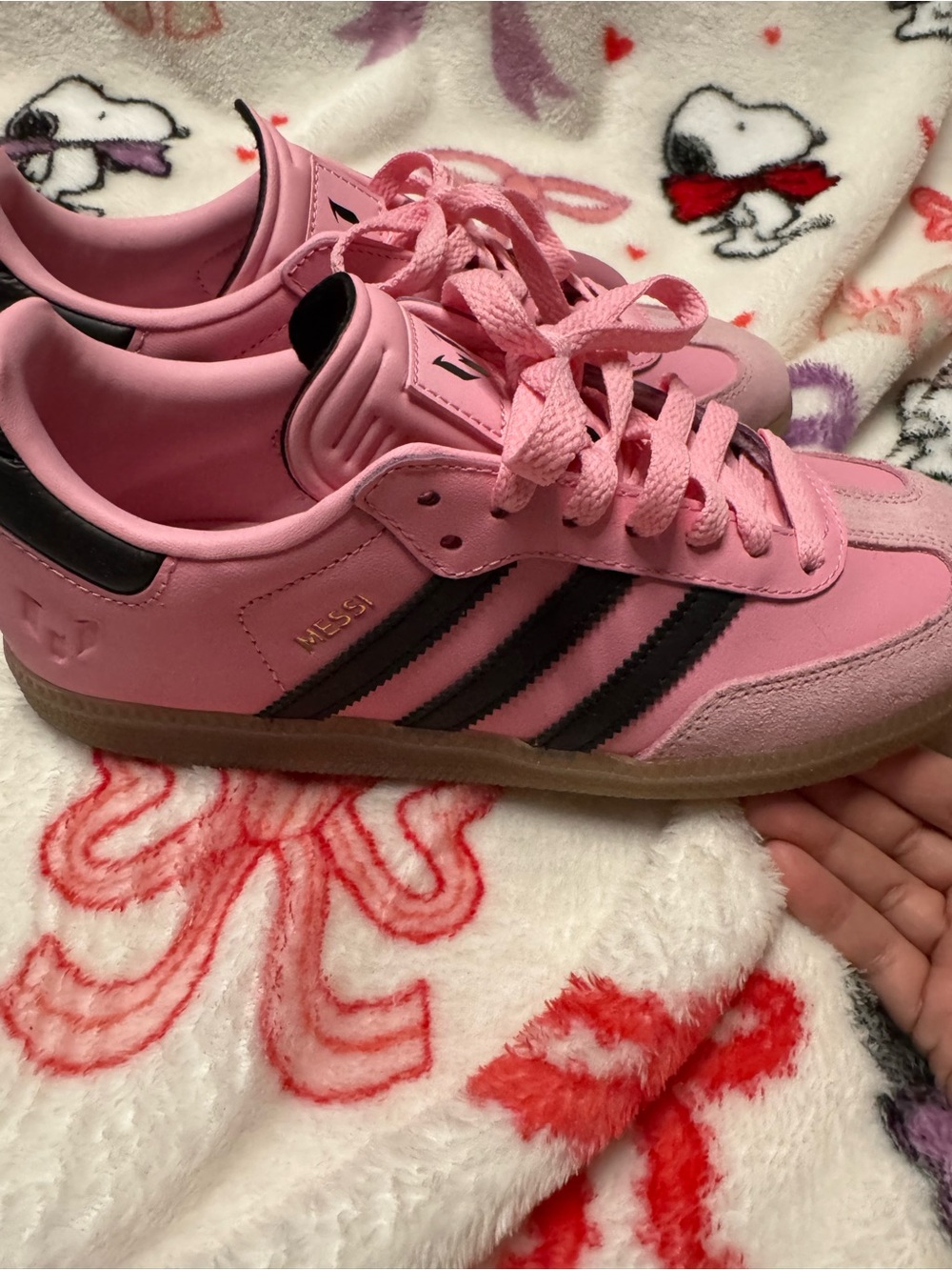 adidas Kids Pink Samba Style Sneakers with Black Stripes